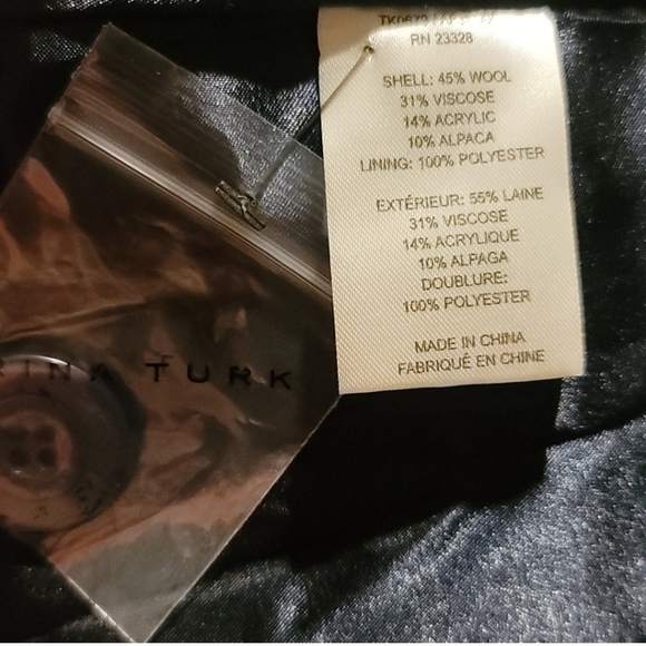 Trina Turk Sheared Wool Blend Shawl Collar Coat - Navy - Picture 3 of 5